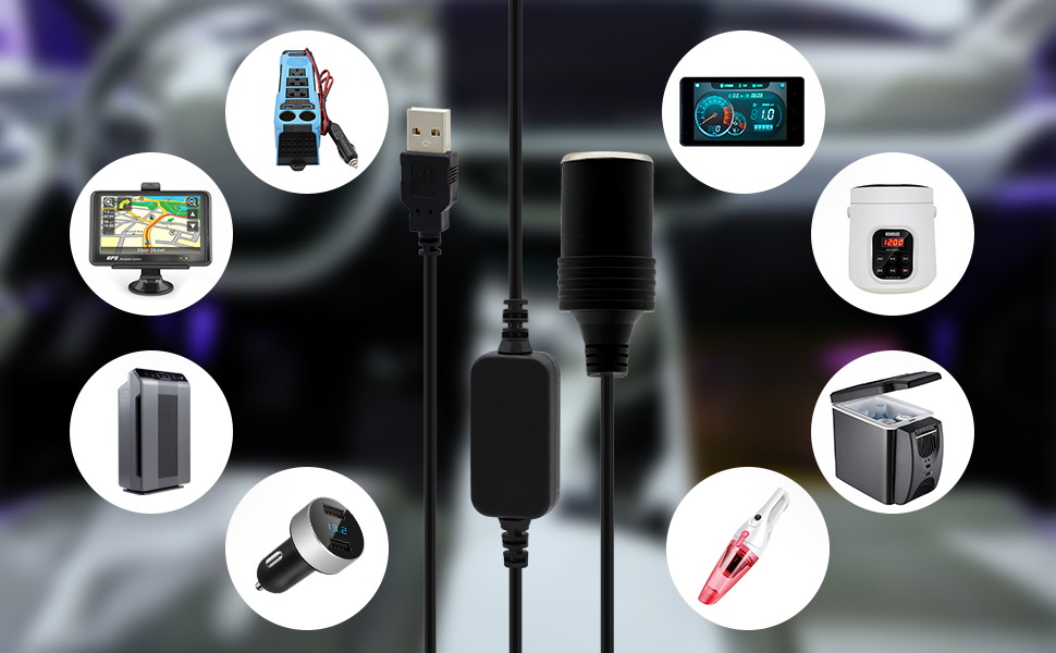 USB to Cigarette Lighter Adapter 12V, USB A Male to 12 Volt Car Cigarette Lighter
