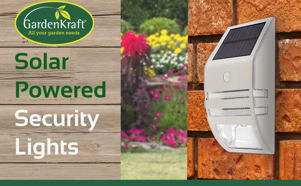 GardenKraft 11270 Solar Powered Security Light / Motion Sensored ‘Auto