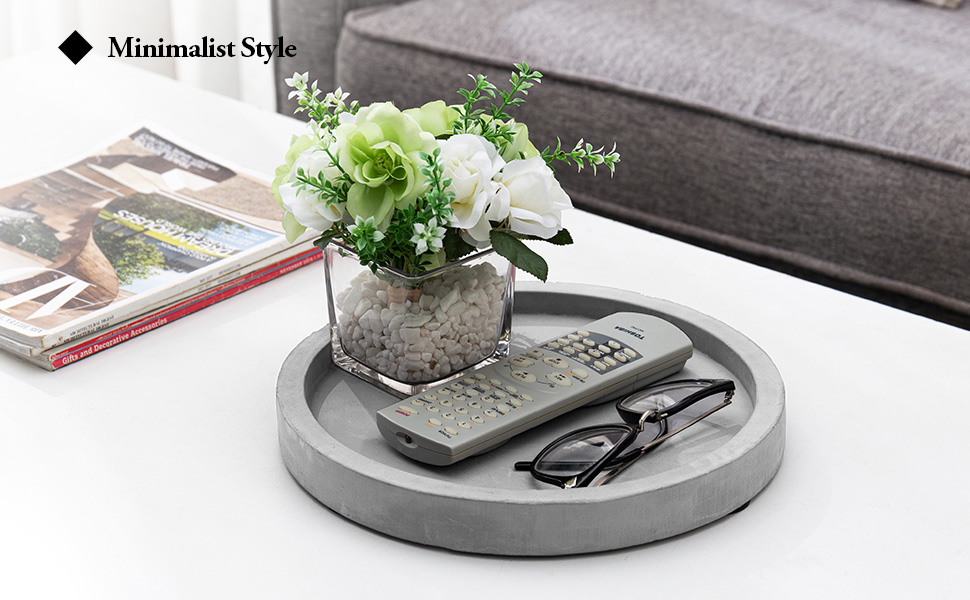 11-inch Classic Cement Gray Round Vanity Tray