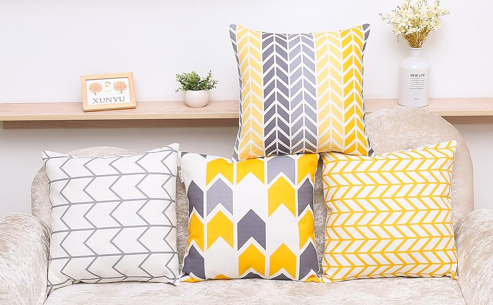 TIDWIACE® Durable Cotton and linen Yellow and Grey Cushion Cover, Home