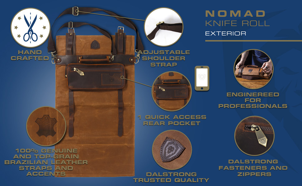 DALSTRONG Nomad Knife Roll 12oz Heavy Duty Canvas & Top Grain