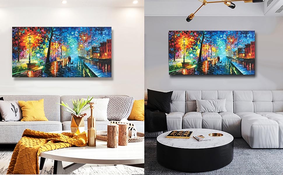 Oil painting on the living room wall