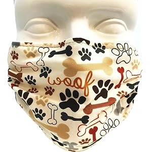 Breathe Healthy Dog Bone & Paw Prints Mask - Front View