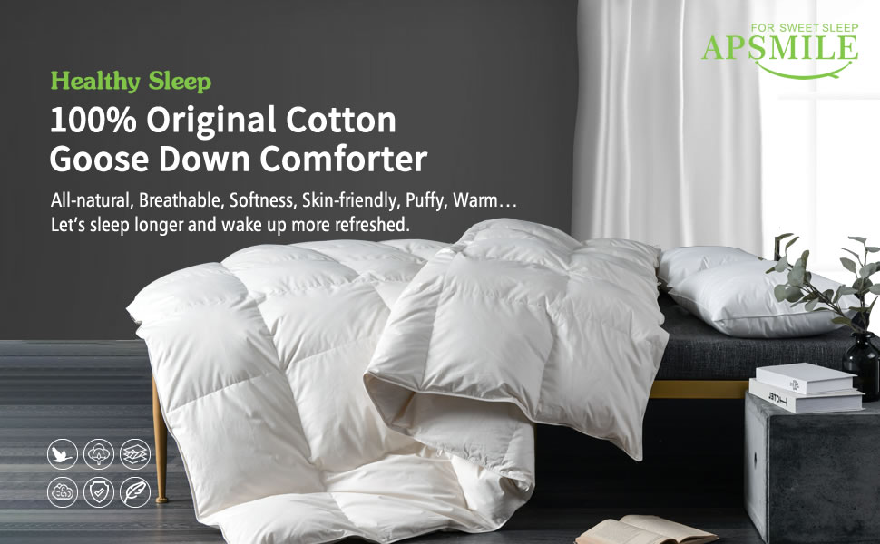 Amazon Com Apsmile Premium Heavyweight Goose Down Comforter Queen