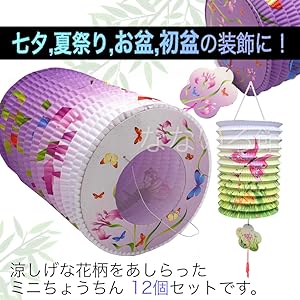 れのページ　ミニちょうちん無地2点 Amazon.co.jp: （なないろ館）ミニちょうちん 12個セット 花模様