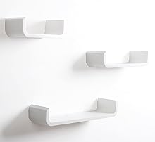 WOLTU Set Di 3 Mensole Da Muro Pensile Legno Scaffale A Parete Libreria CD Libri Bianco 12 2