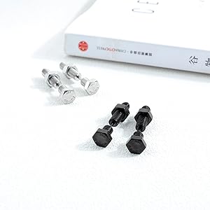 ネジのイヤリング、両耳、3色セット、ペアセット、ステンレス鋼、ハイポアレルギー性、銀、銀、スタッドボディピアス、軟骨のイヤリング 