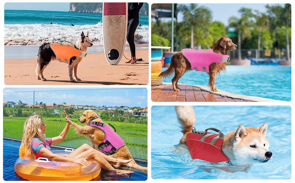 Pawaboo Dog Life Jacket, Reflective Dog Safety Vest Adjustable Pet Life Preserver with Strong Buoyancy & Sturdy Rescue Handle, Ripstop Dog Lifesaver Vests for Swimming, Boating, XL, Red 21 pet secure vest for dogs