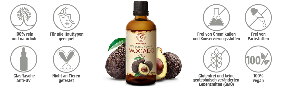 Avocado Öl Nativ Bio Kaltgepresstes Kaltgepresst Raffiniert Organisch Zertifiziert Natürliches
