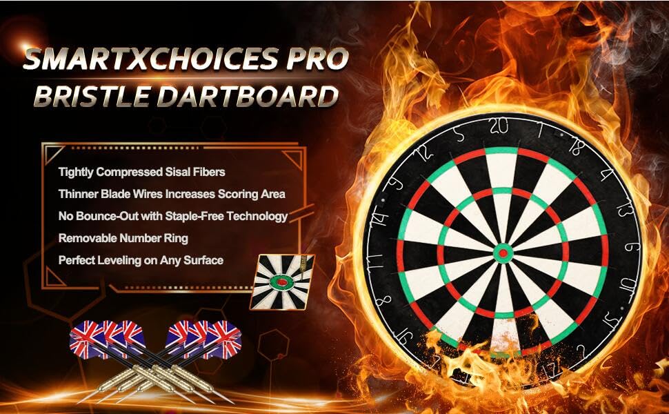 Smartxchoices Pro Bristle Dartboard Steel Tip SelfHealing