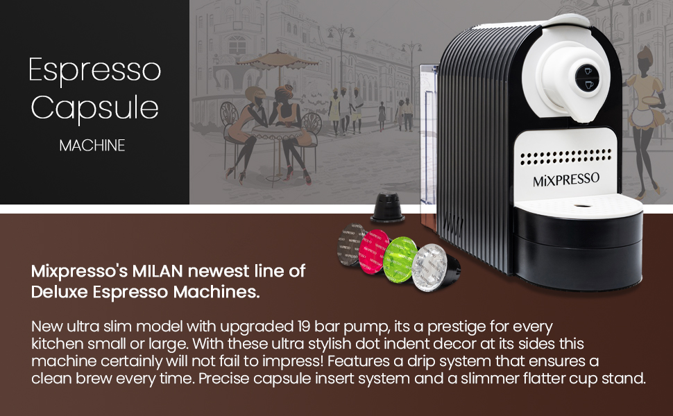 Mixpresso Espresso Machine for Nespresso Compatible Capsule, Single
