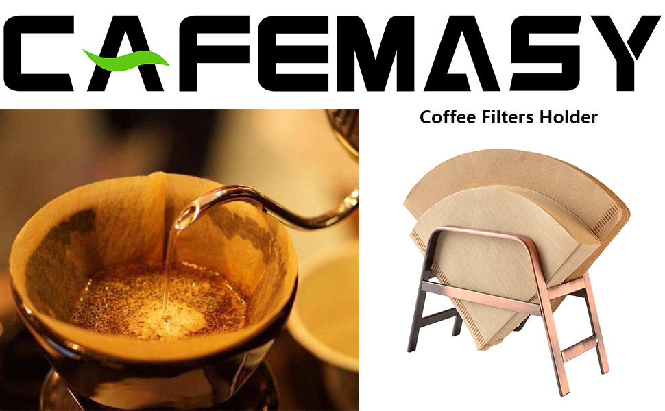 CAFEMASY Coffee Filter Paper Holder Size 4 &2 Retro Copper Coffee