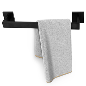 ECENCE Toallero para Montar en Pared, Soporte para Toallas con Tornillos, Color Negro, toallero Cuadrado para baño de Acero Inoxidable 40cm Negro