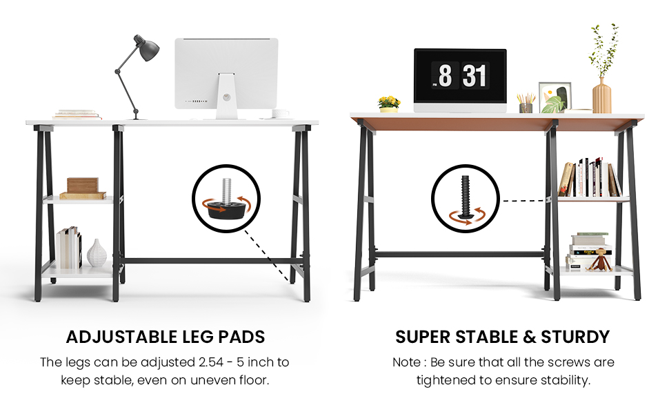 Foxemart 55 Inch Trestle Computer Desk Writing Home Office Hutch Workstation Table