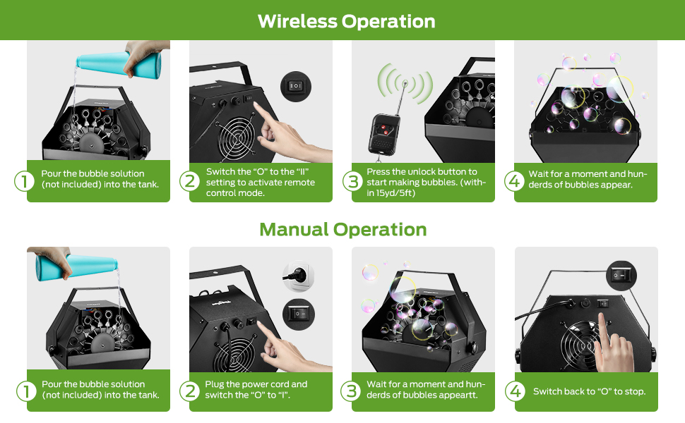 Bubble Machine, Wireless Remote Control Bubble Blower Machine with Over