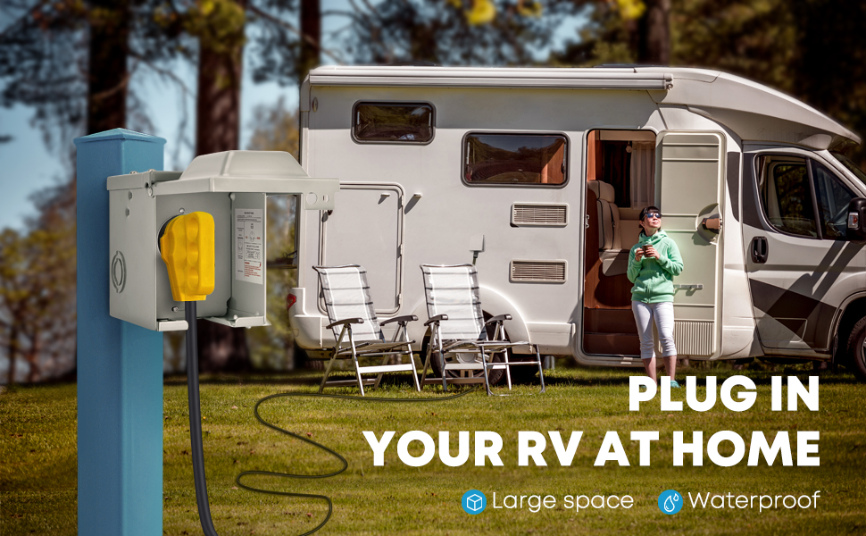 Kohree RV Power Outlet Box 30 Amp 125V, RV Power Receptacle Panel Plug