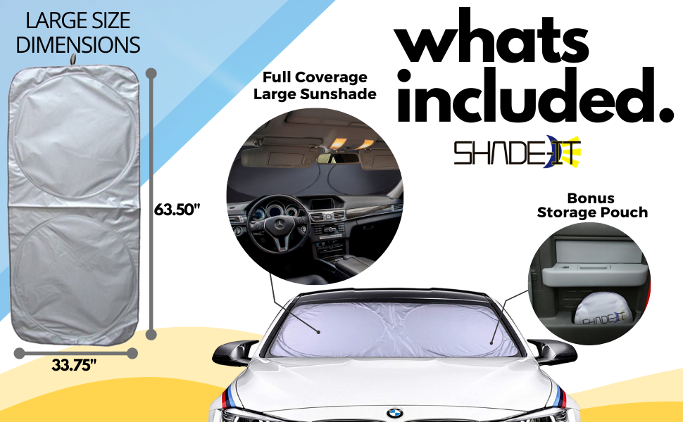 ShadeIt Car Windshield Sun Shade Durable 210T Polyester