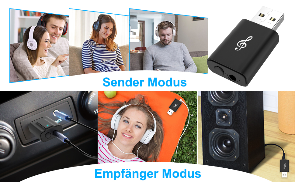 Bluetooth V5.0 Transmitter Receiver, 2 in 1 Transmitter Receiver