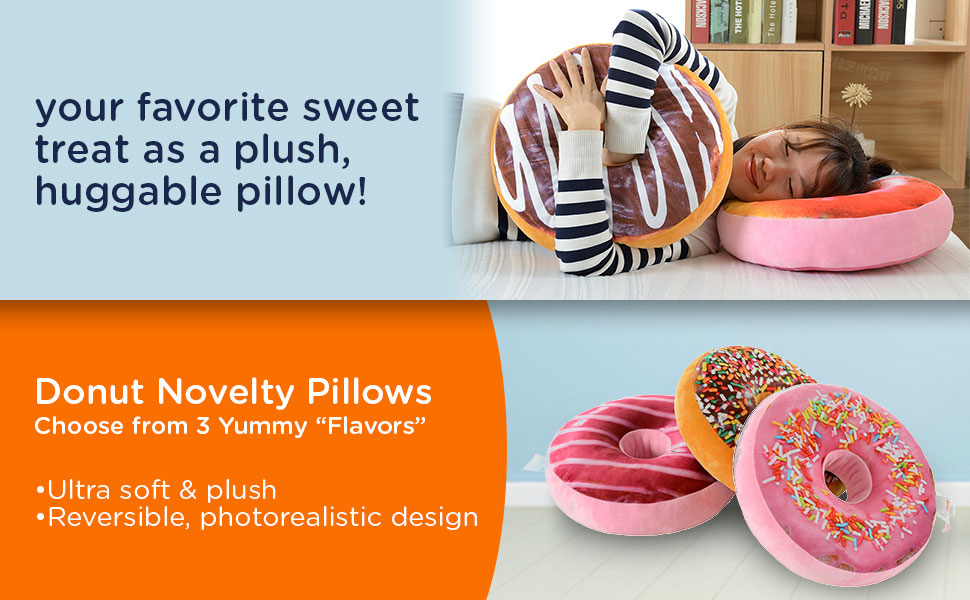 Cheer Collection Round Donut Pillow 2in1 Reversible Super Soft Microplush