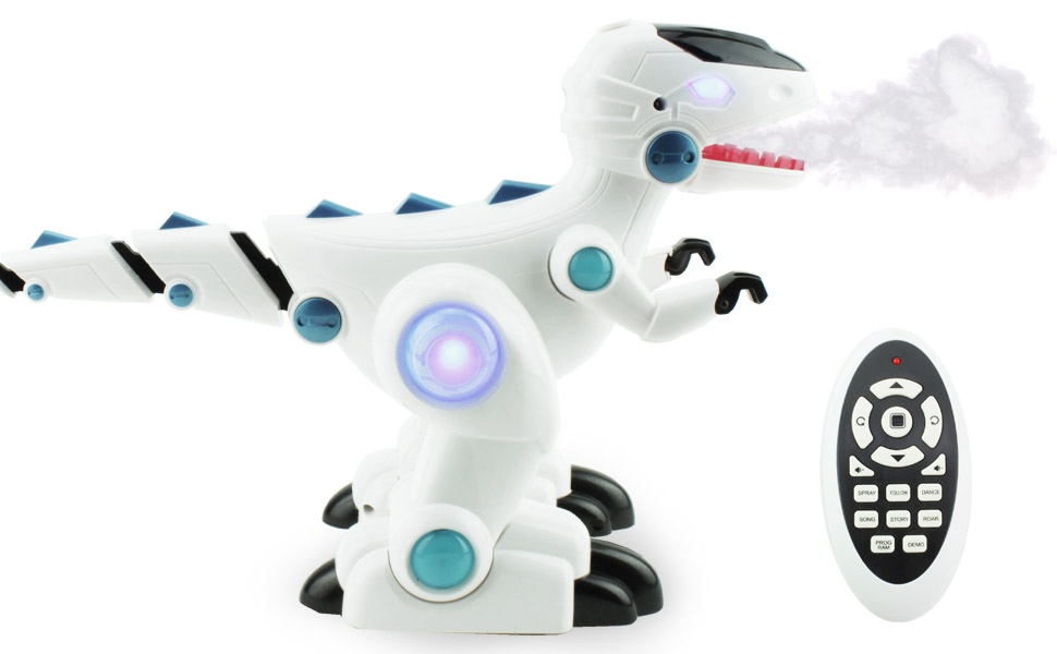 Boley RC Dinosaur Robot Infrared Remote Control Dinosaur TRex Toy Robot with Mist