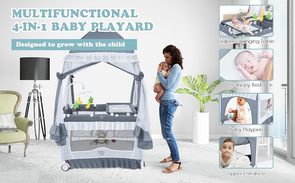 Amazon.com : BABY JOY 4 in 1 Pack and Play with Canopy