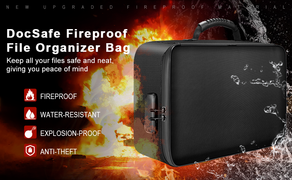 DocSafe Document Bag with Lock,Fireproof 3Layer File
