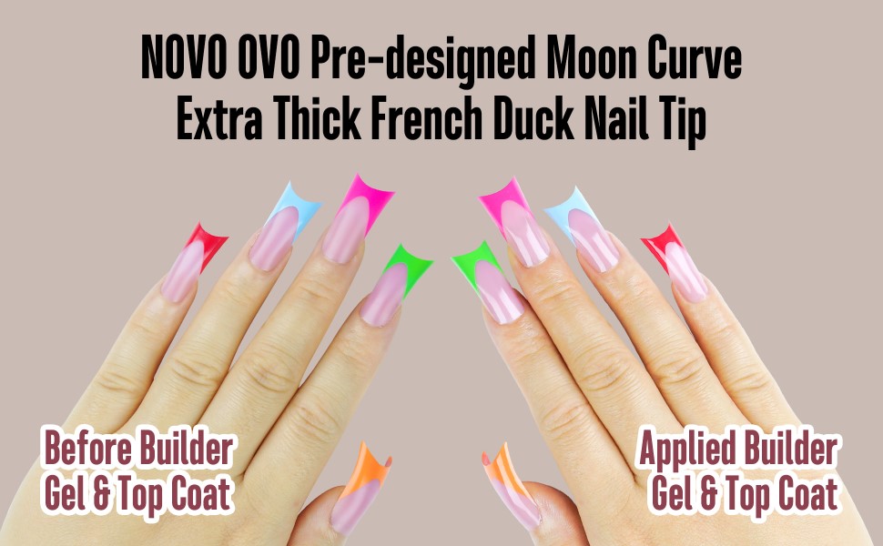 Pre-designed Moon Curve Extra Thick French Duck Nail Tip
