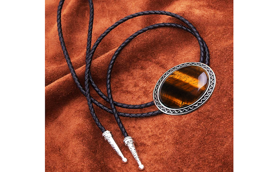 Moranse Tiger Eye's Stone Bolo tie