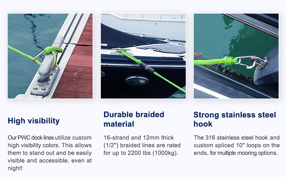 Obcursco PWC Bungee Dock Line Stretchable for Kayak, Boat, Marine, Two