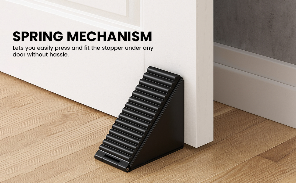 HASTHIP Door Stopper 3 Inch Tall Black Rubber Heavy Duty Wedge