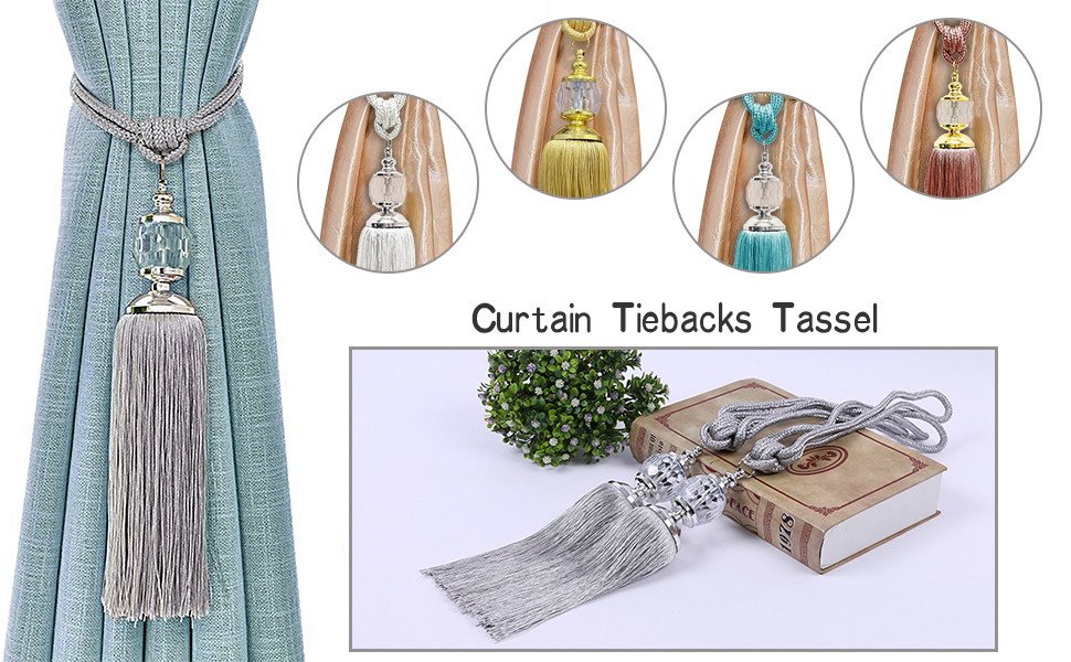 Curtain Tiebacks Rope Tassel TieBacks Curtain Holdbacks Silver for