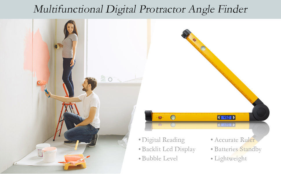 OLI Digital Angle Finder Protractor for Woodworking (Aluminum, 18 inch)