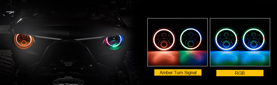 led halo headlight jeep wrangler  jeep led headlight  rgb halo headlight jeep wrangler halo light