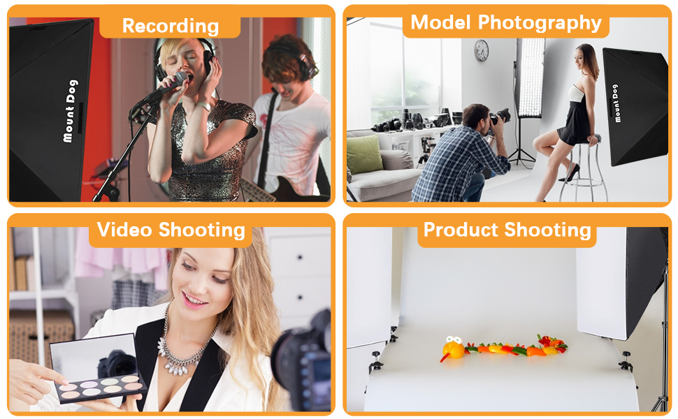 A softbox with a gentle E27 210 95W bulb for photography.