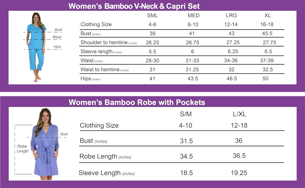 Pajama Heaven Women's Bamboo Jersey Pajama Sleepwear, Robe, Capri Set