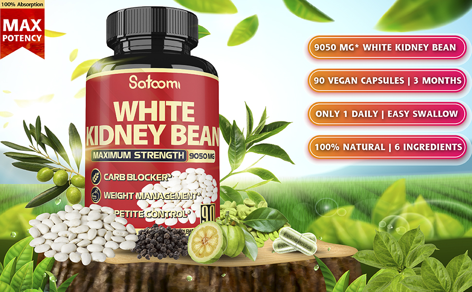 Satoomi White Kidney Bean, Garcinia Cambogia, Olive Leaf, Green Coffee Bean, Green Tea, Black Pepper