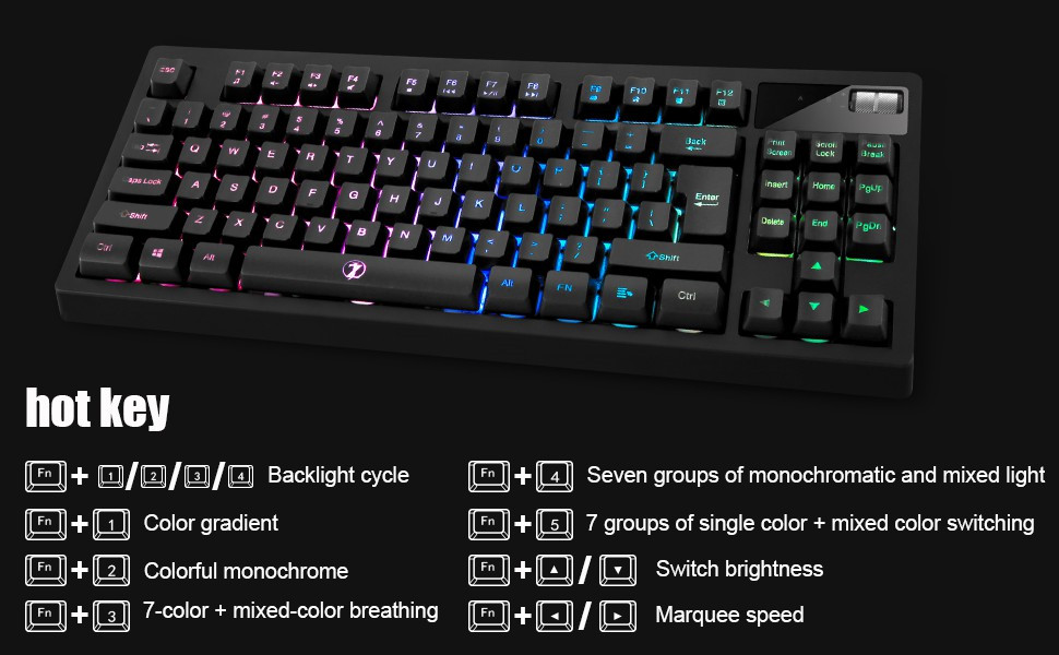 ZJFKSDYX C87 Wireless Gaming Keyboard and Mouse Combo, 2.4G Wireless