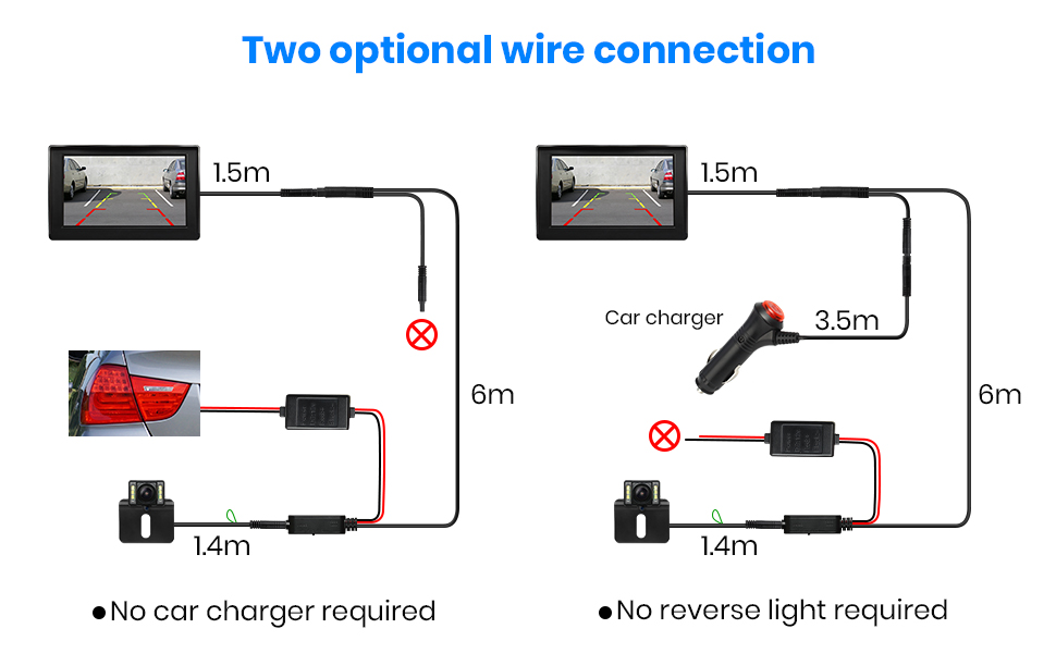 AUTOVOX Upgrade M1PRO Reversing Camera HD Backup Camera Two Wire Easy