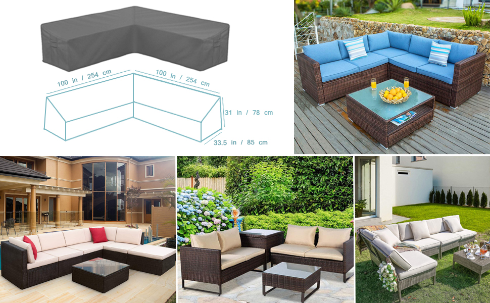 STARTWO Outdoor V Shaped Sectional Sofa Cover,Heavy Duty
