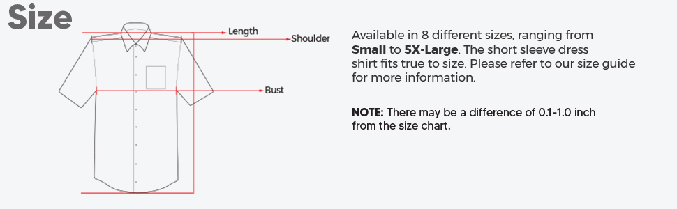 Men's Short Sleeve Dress Shirt Size Guide