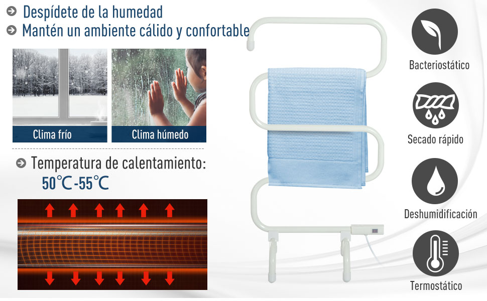 HOMCOM Toallero Eléctrico para Baño Radiador Calentador ...