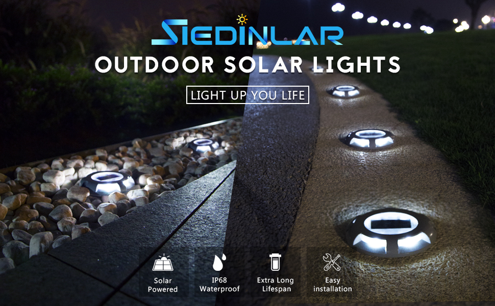 Siedinlar Solar Deck Lights Driveway Dock LED Light Solar Powered