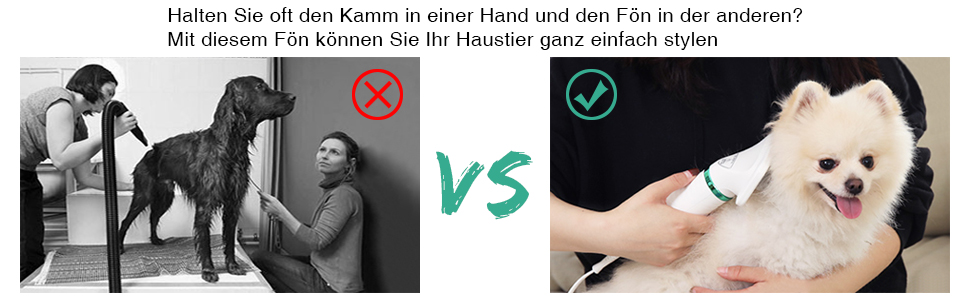 ownpets hundefön, pet dryer hundefön 2 in 1 Haartrockner Bürste für kleine Hunde/Haustier/Pet