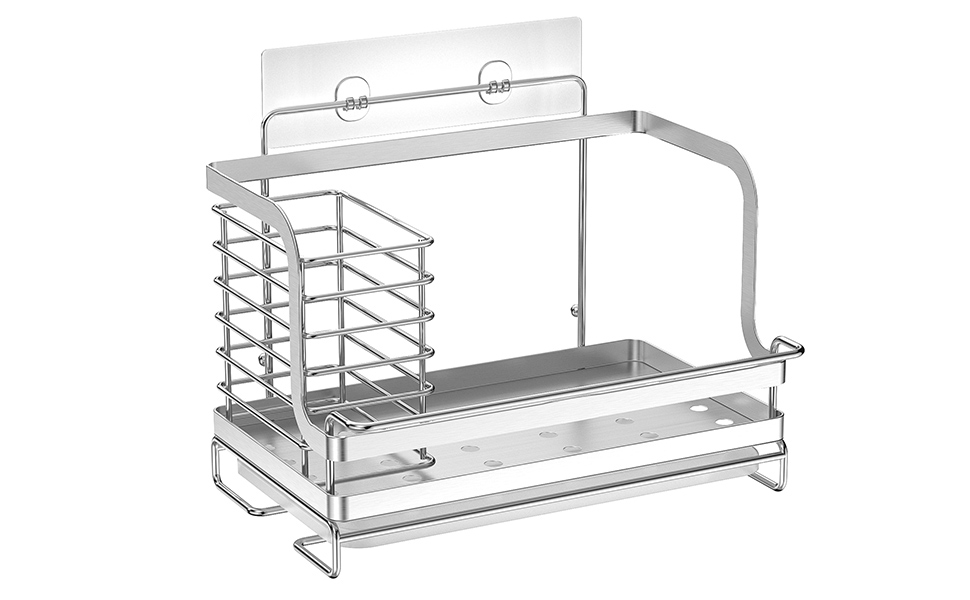 Nieifi Adhesive Kitchen Sink Caddy Organizer, Countertop Sponge Holder for Kitchen