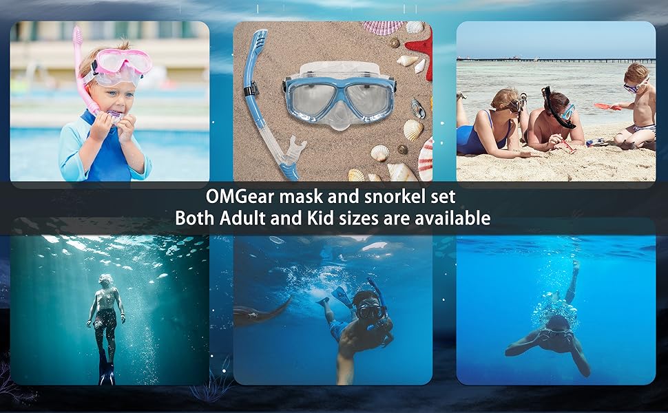 OMGear Snorkel Set Snorkeling Gear Package Diving Set Premium Silicone
