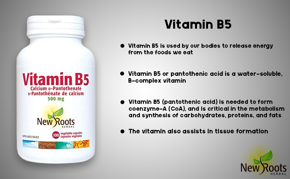 New Roots Herbal Vitamin B5500mg 100 Capsules Vitamin B5