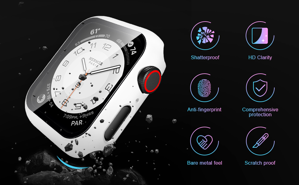 TAURI 2 Pack Hard Case Designed for Apple Watch SE/Series 6