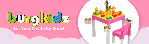 kids 5 in 1 multi activity table set with 128 pcs big building blocks