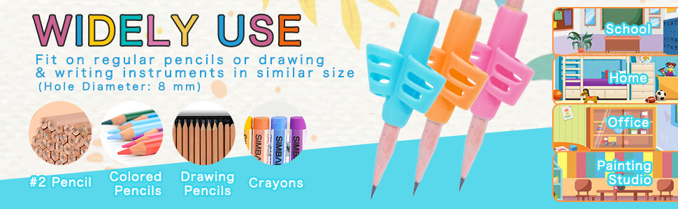 WIDELY USE Fit on regular pencils or drawing & writing instruments in similar size Hold Diameter 8MM