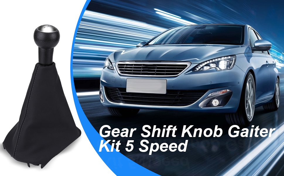 Gear Shift Knob Gaiter Kit, PU Leather 5 Speed Gear Shift Knob Kit Car